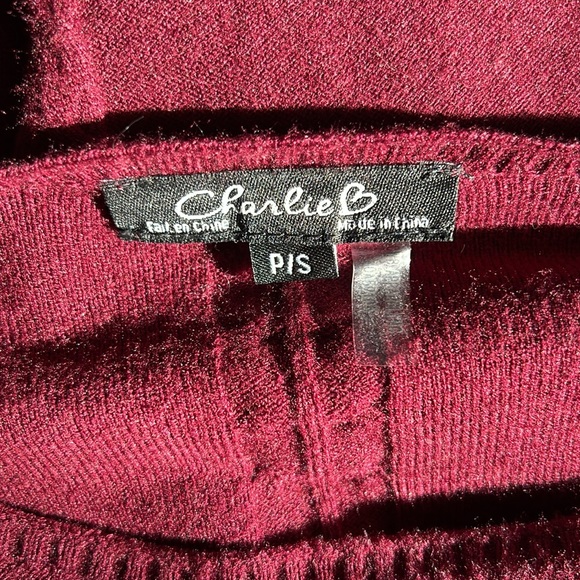 Charlie B long sleeve sweater top, maroon, size S - Picture 7 of 8